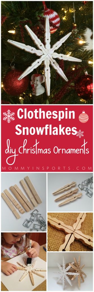 Looking for a cute craft or DIY homemade Christmas gift? Try this Clothepin Snowflake ornaments! So cute and easy to make with your kids!