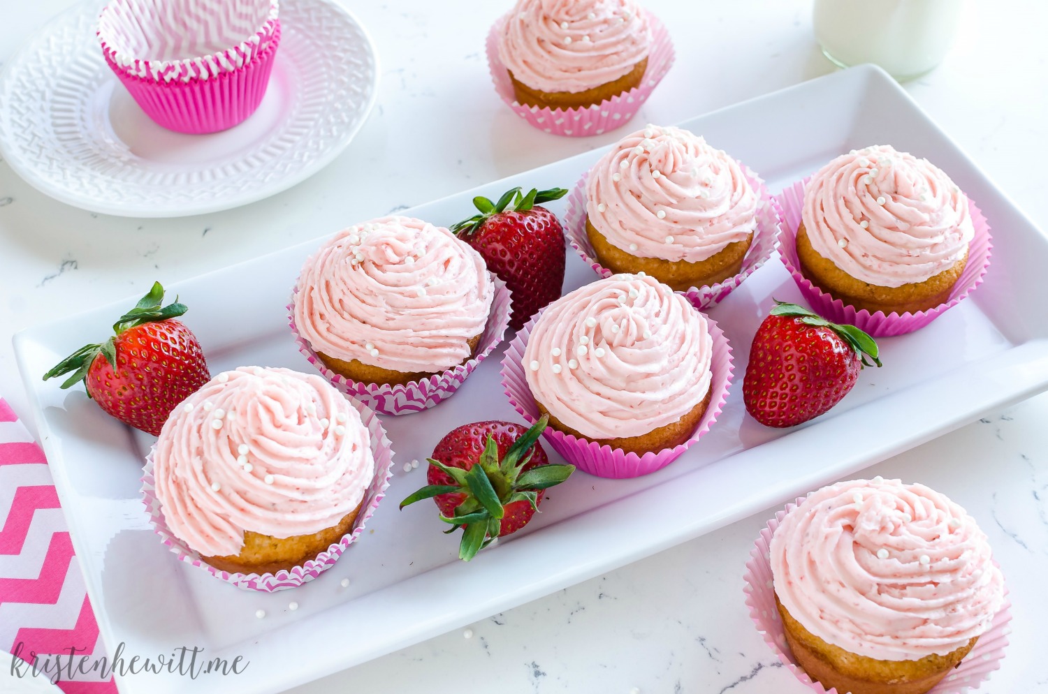 Looking for a decadent cupcake recipe using strawberries? Try this copycat recipe for Sprinkles Strawberry Cupcakes! The best cupcake you'll ever try!