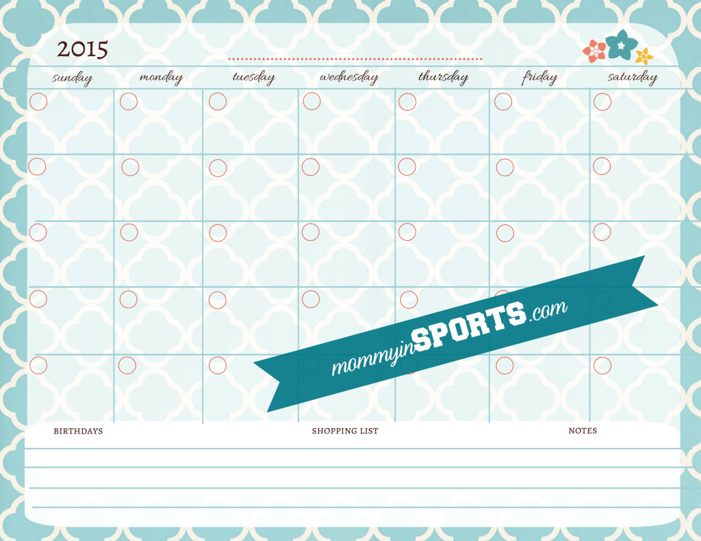 2015 Monthly Calendar Printable watermark