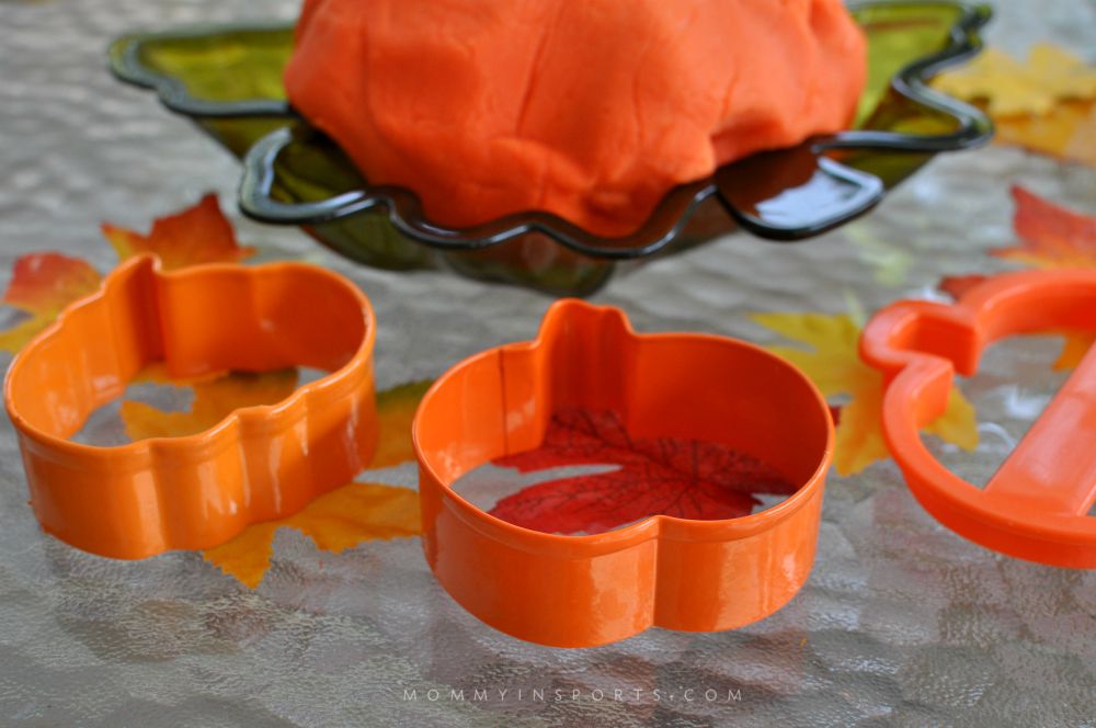 Pumpkin cookie cutters are great to break out with your pumpkin playdough!