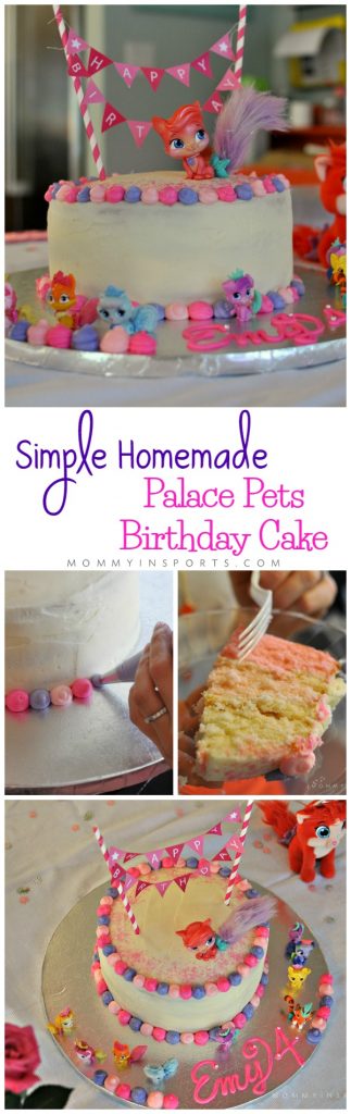 Having a Palace Pets Birthday Party? Try making this Simple Homemade Palace Pets Birthday Cake! It's easy, delish and all you need is some Palace Pets toys for toppers!