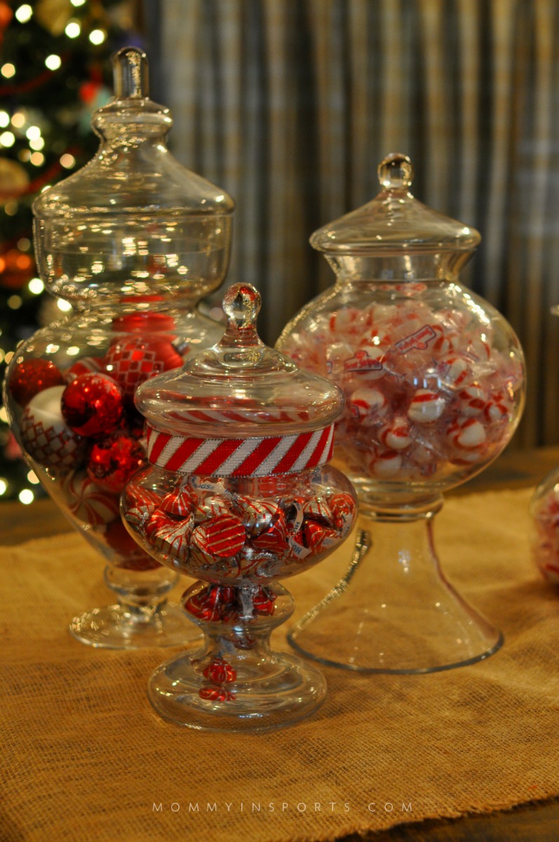 Apothecary Jars are perfect to create a fun, festive and whimsical DIY holiday centerpiece!