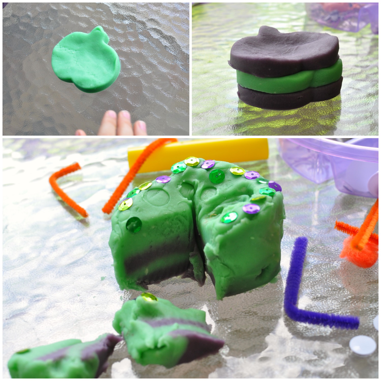 make a monster halloween play doh